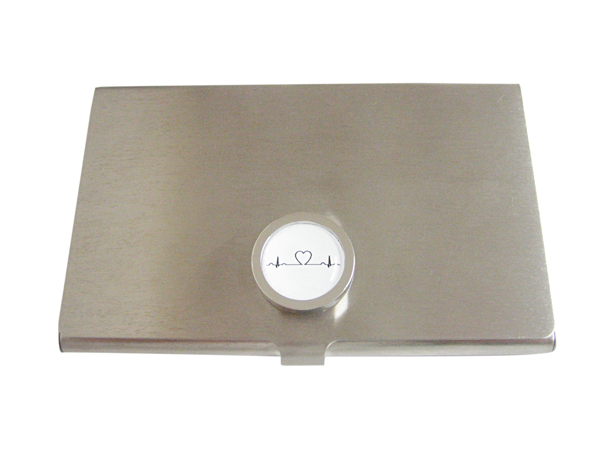 Bordered EKG with Heart Business Card Holder