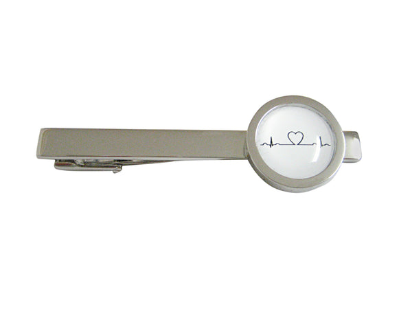 Bordered EKG with Heart Square Tie Clip