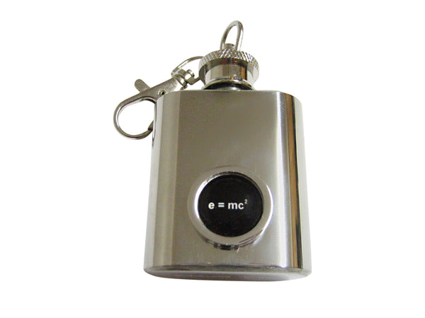 Bordered EMC2 Einstein 1 Oz. Stainless Steel Key Chain Flask