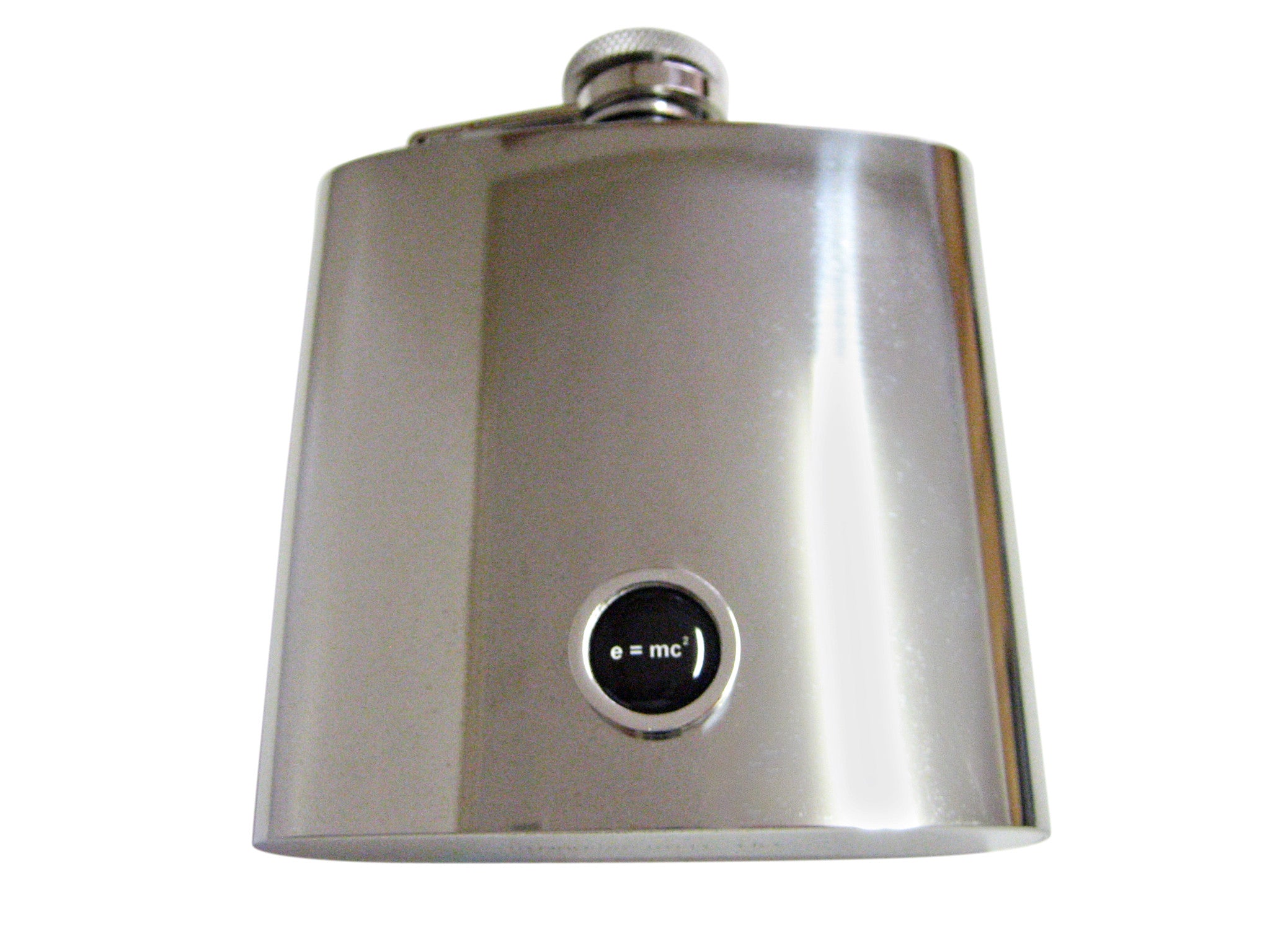 Bordered EMC2 Einstein 6 Oz. Stainless Steel Flask