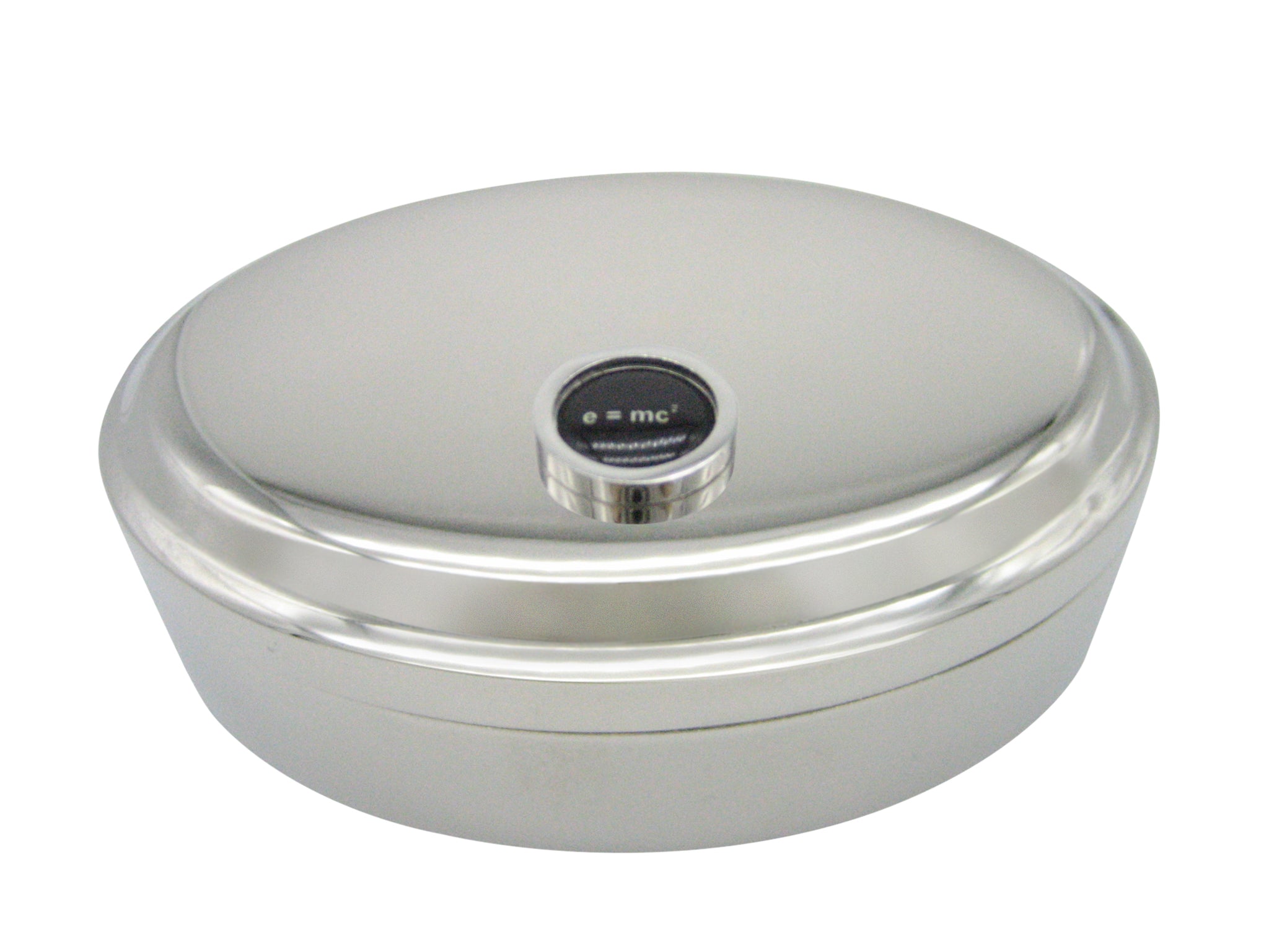 Bordered EMC2 Einstein Pendant Oval Trinket Jewelry Box