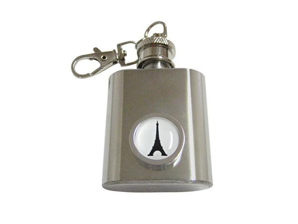 Bordered France Eiffel Tower Pendant 1 Oz. Stainless Steel Key Chain Flask
