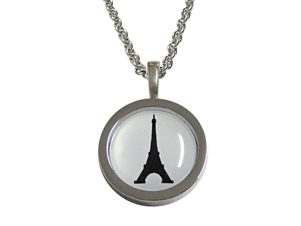 Bordered France Eiffel Tower Pendant Necklace