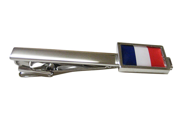 Bordered France Flag Square Tie Clip