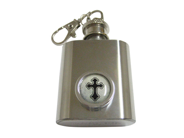 Bordered Gothic Cross 1oz Keychain Flask