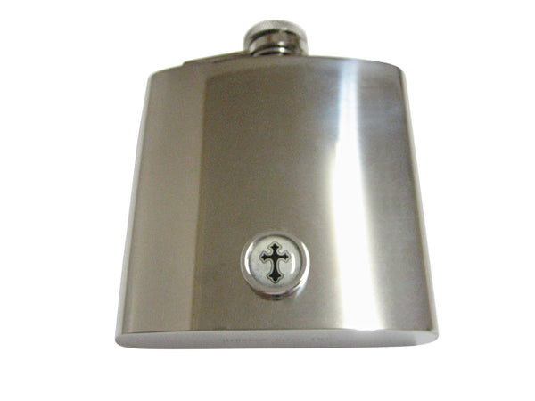 Bordered Gothic Cross 6 Oz. Stainless Steel Flask