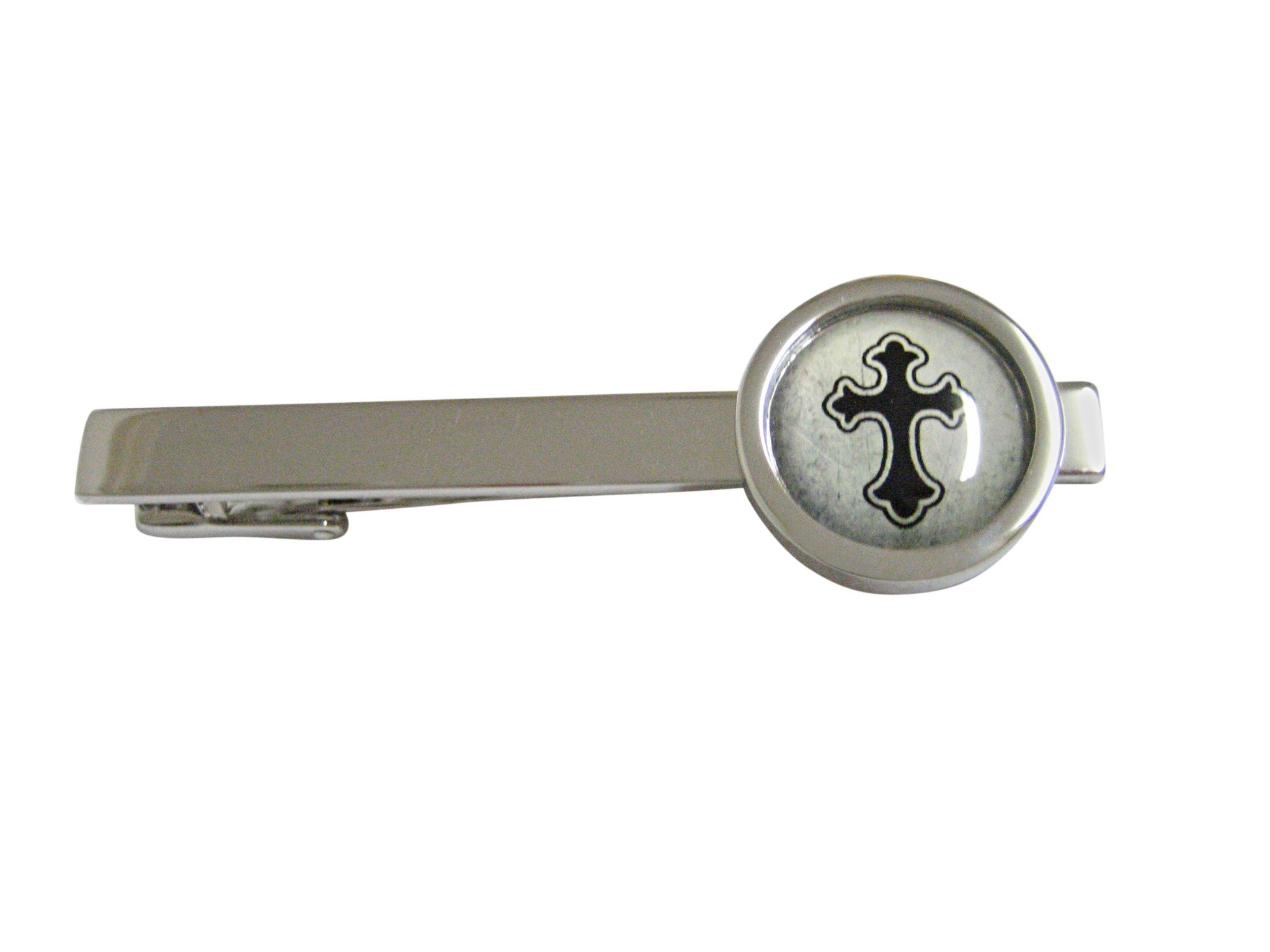 Bordered Gothic Cross Square Tie Clip