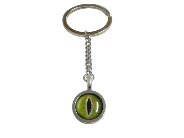 Bordered Green Reptile Eye Design Pendant Keychain