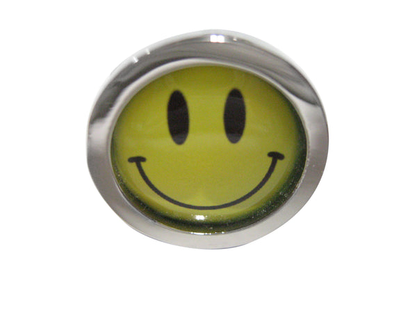 Bordered Happy Smiling Face Adjustable Size Fashion Ring