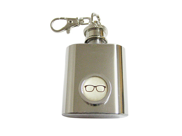 Bordered Hipster Glasses 1 Oz. Stainless Steel Key Chain Flask