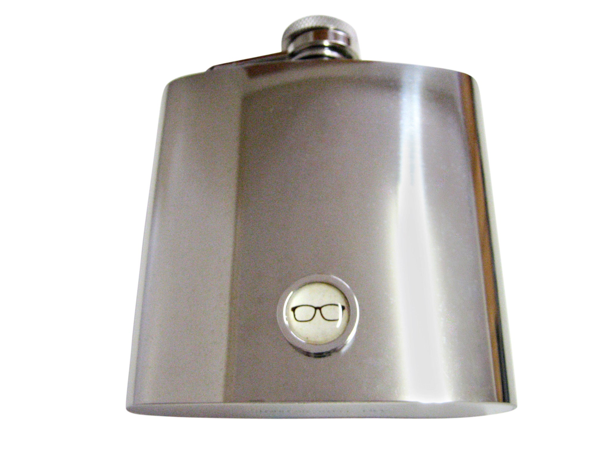 Bordered Hipster Glasses 6 Oz. Stainless Steel Flask