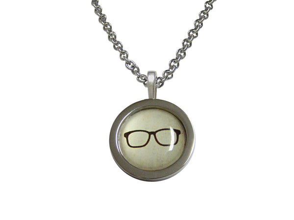 Bordered Hipster Glasses Pendant Necklace