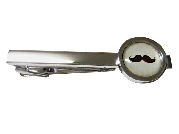 Bordered Hipster Mustache Square Tie Clip