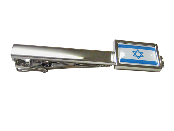 Bordered Israel Flag Square Tie Clip