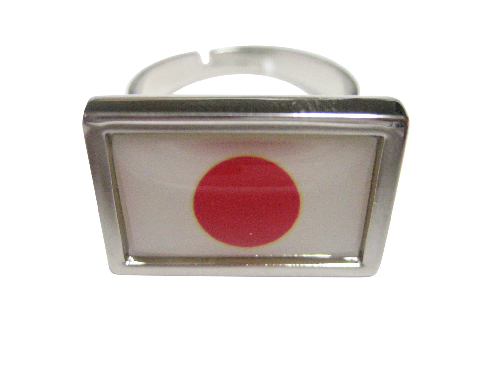 Bordered Japan Flag Adjustable Size Fashion Ring