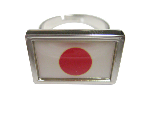 Bordered Japan Flag Adjustable Size Fashion Ring