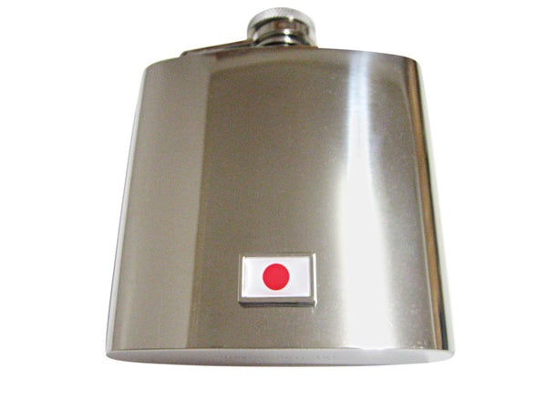 Bordered Japan Flag Pendant 6 Oz. Stainless Steel Flask