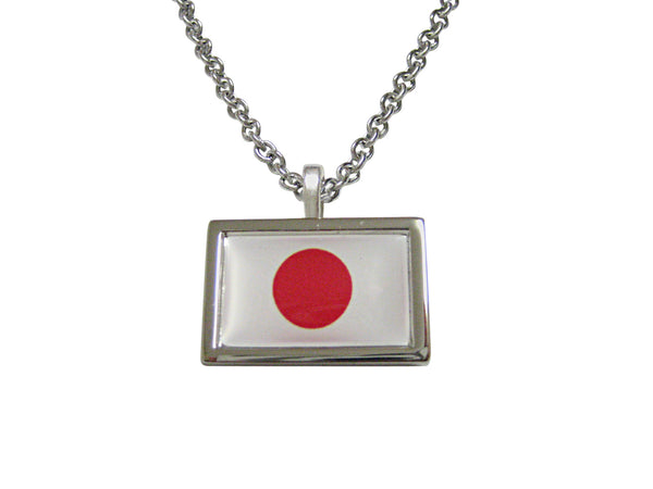 Bordered Japan Flag Pendant Necklace