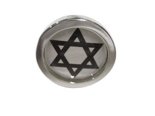 Bordered Jewish Religious Star of David Adjustable Size Fashion Ring