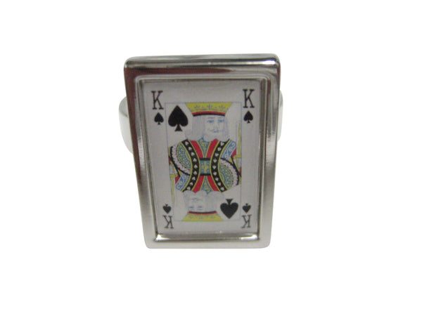Bordered King of Spades Adjustable Size Fashion Ring