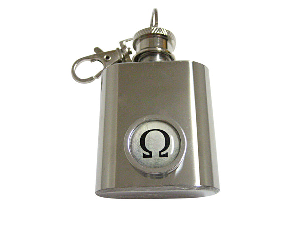 Bordered Mathematical Greek Omega Symbol 1oz Keychain Flask