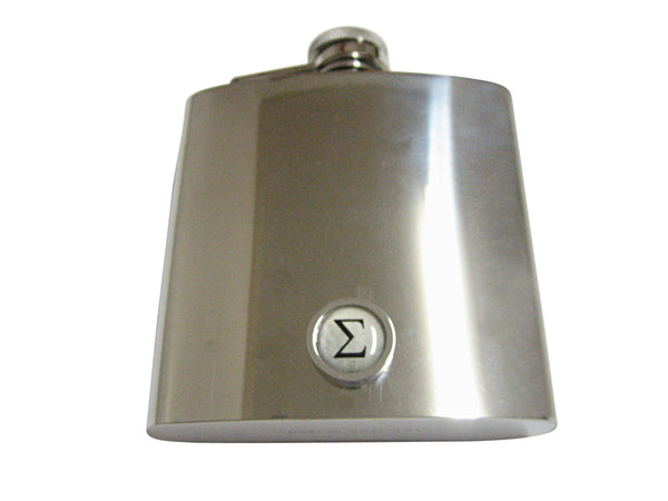 Bordered Mathematical Greek Sigma Symbol 6 Oz. Stainless Steel Flask