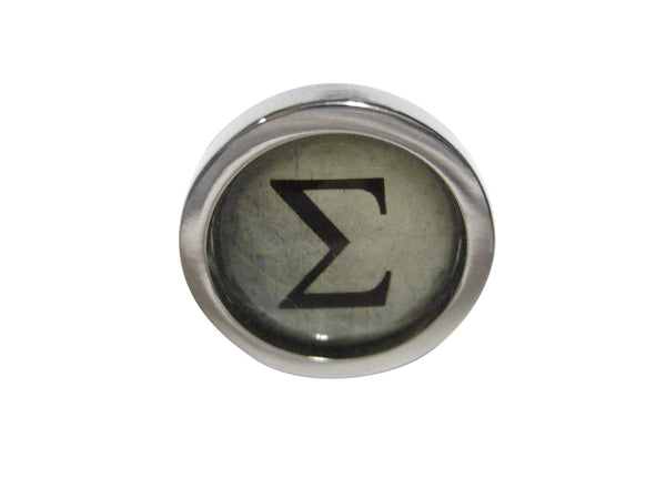 Bordered Mathematical Greek Sigma Symbol Adjustable Size Fashion Ring