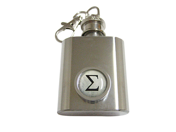 Bordered Mathematical Greek Sigma Symbol 1 Oz. Stainless Steel Key Chain Flask
