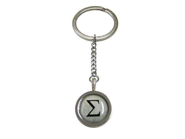 Bordered Mathematical Greek Sigma Symbol Pendant Keychain
