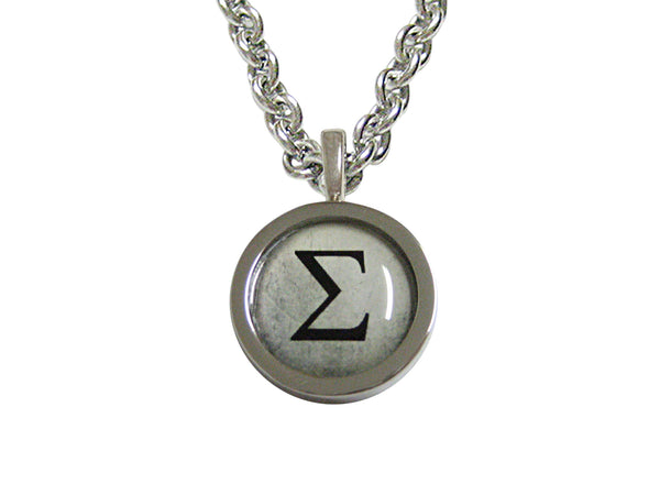Bordered Mathematical Greek Sigma Symbol Pendant Necklace