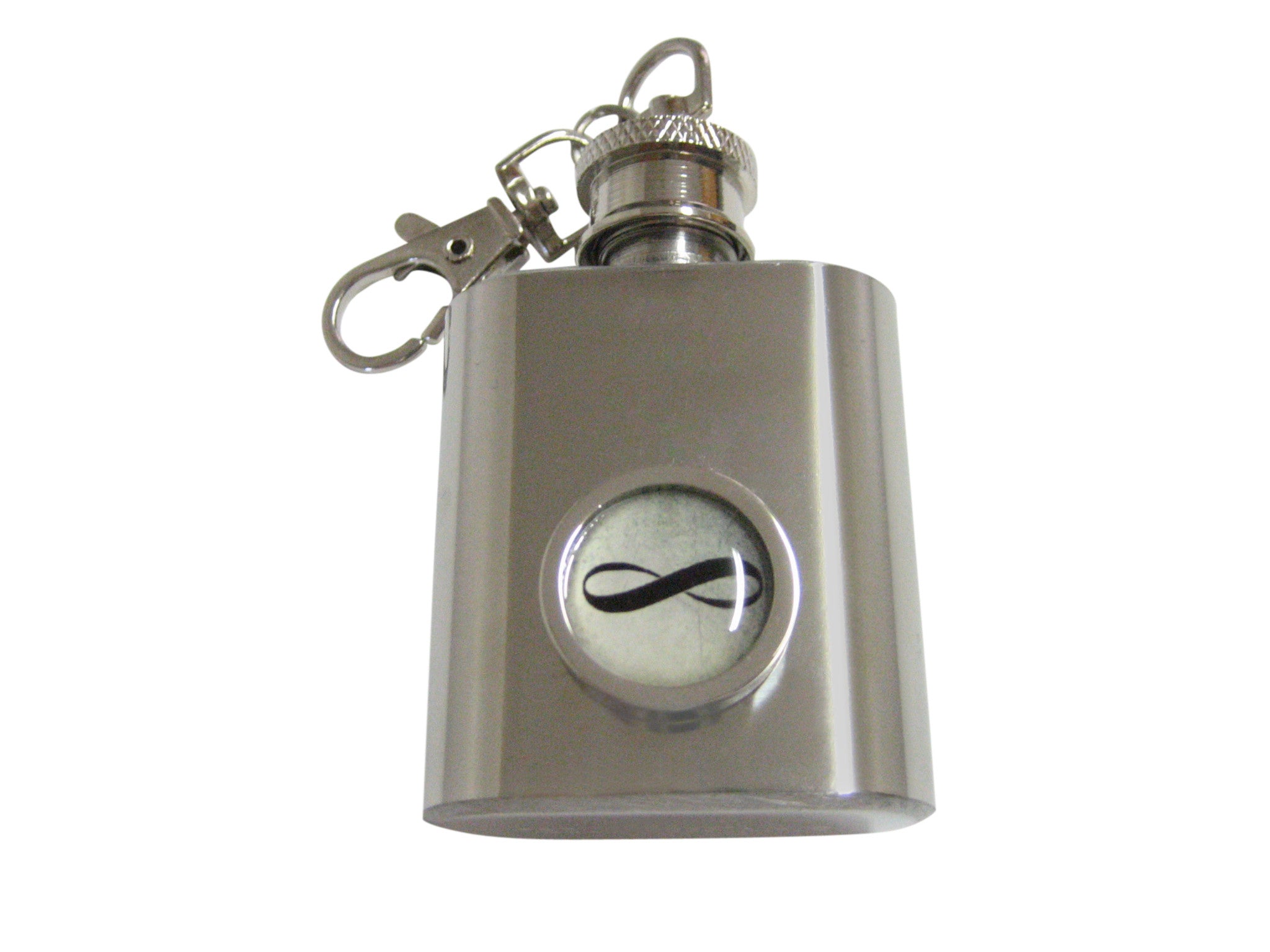 Bordered Mathematical Infinity Google Googol Symbol Pendant 1 Oz. Stainless Steel Key Chain Flask