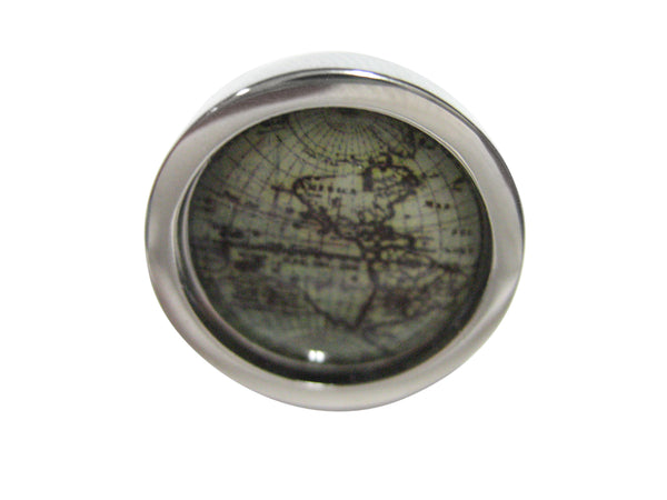 Bordered Old Style World Map Adjustable Size Fashion Ring