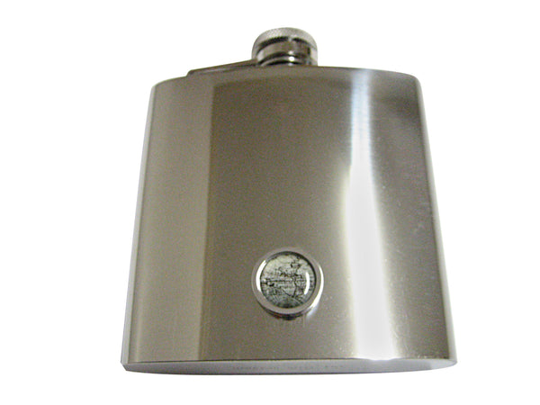 Bordered Old Style World Map Pendant 6 Oz. Stainless Steel Flask