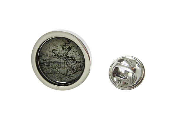 Bordered Old Style World Map Pendant Lapel Pin