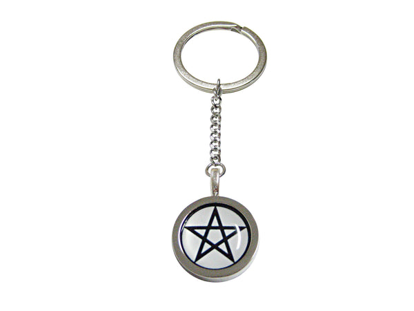 Bordered Pentagram Star Design Pendant Keychain