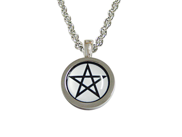 Bordered Pentagram Star Design Pendant Necklace