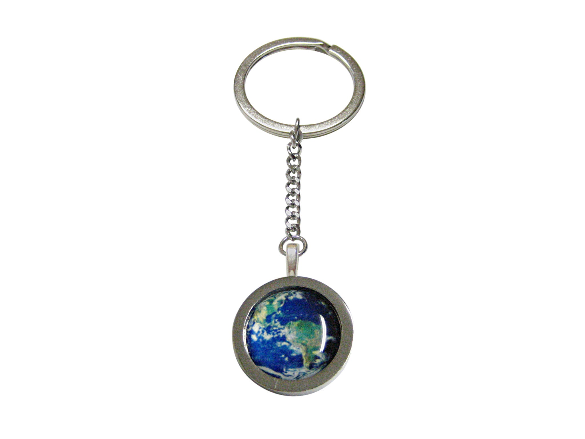 Bordered Planet Earth Pendant Keychain