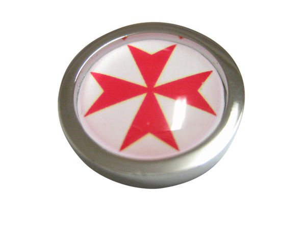 Bordered Red Maltese Cross Pendant Magnet