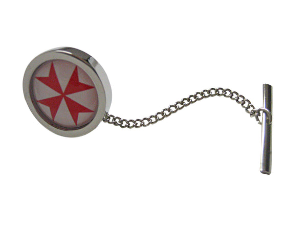 Bordered Red Maltese Cross Pendant Tie Tack