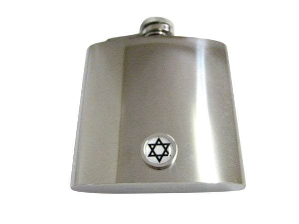 Bordered Religious Star of David Pendant 6 Oz. Stainless Steel Flask
