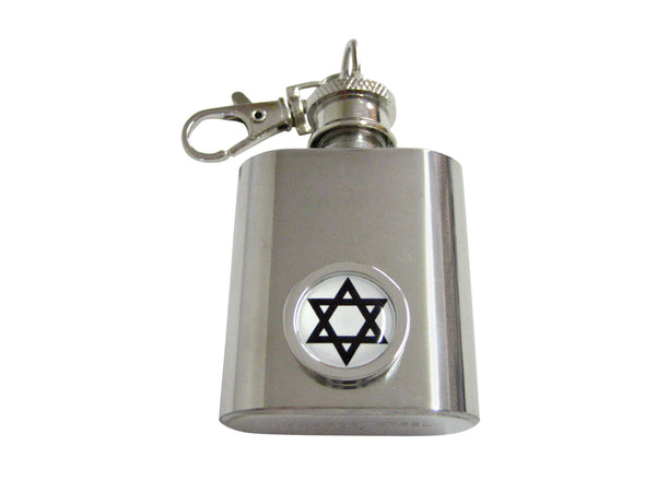 Bordered Religious Star of David Pendant Keychain Flask