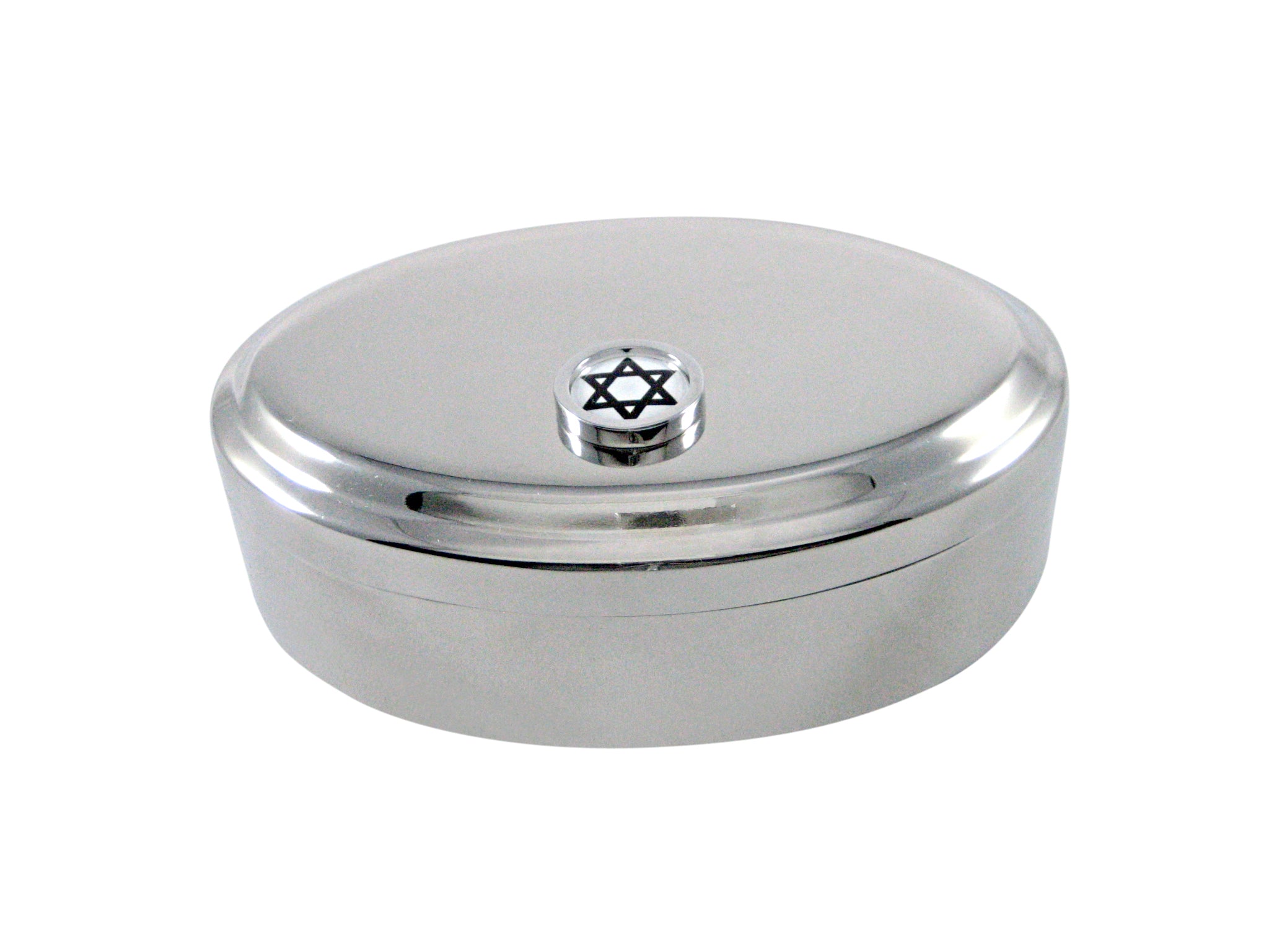Bordered Religious Star of David Pendant Oval Trinket Jewelry Box