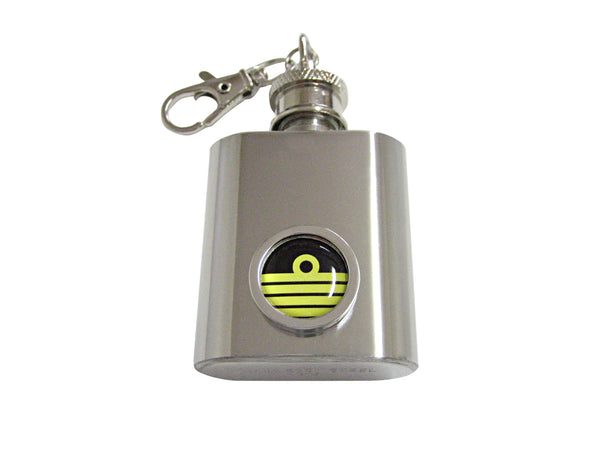 Bordered Round Nautical Captain Rank Keychain Flask