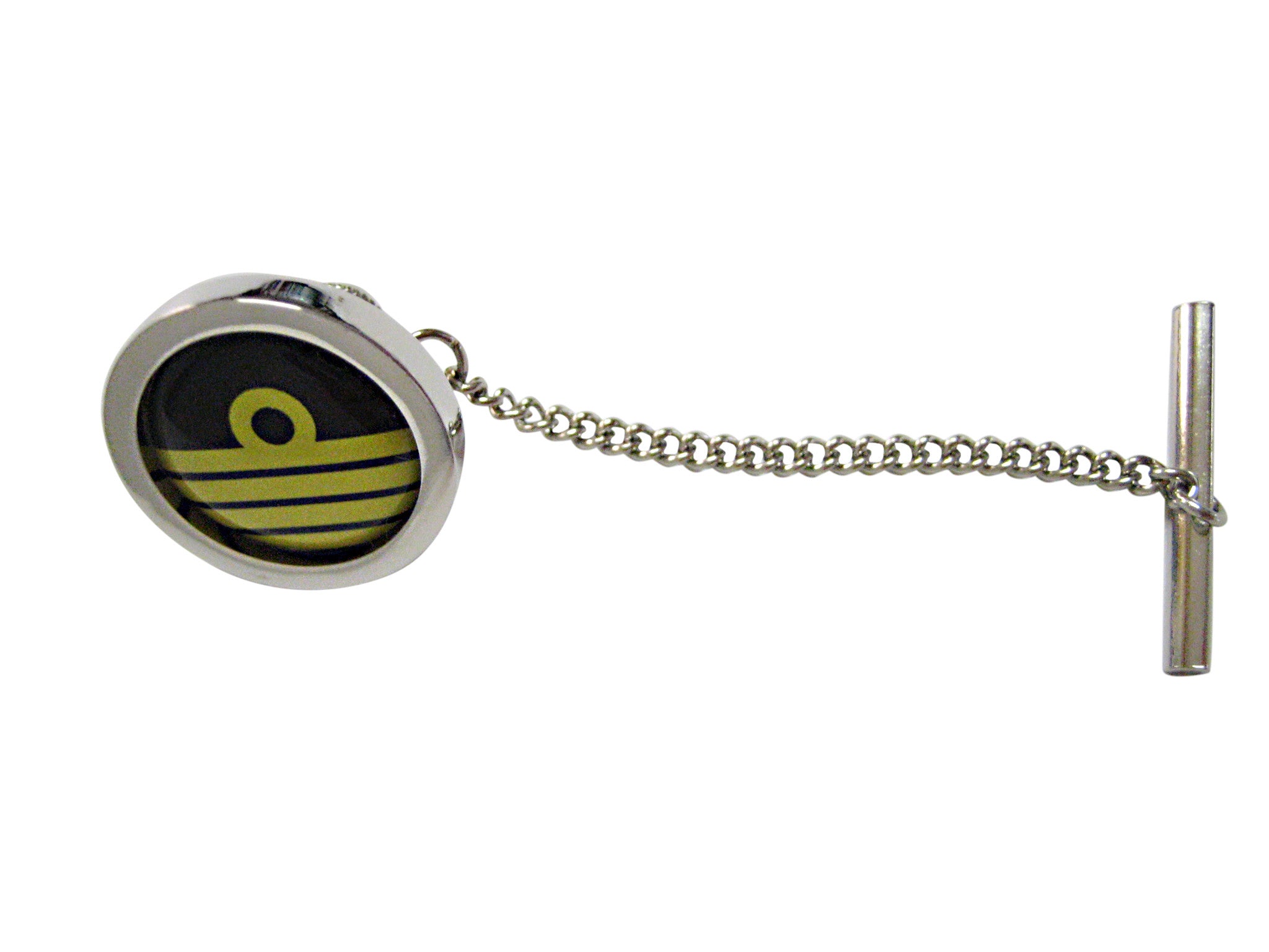 Bordered Round Nautical Captain Rank Tie Tack
