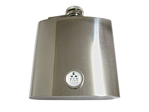 Bordered Round Optometrist Design 6 Oz. Stainless Steel Flask