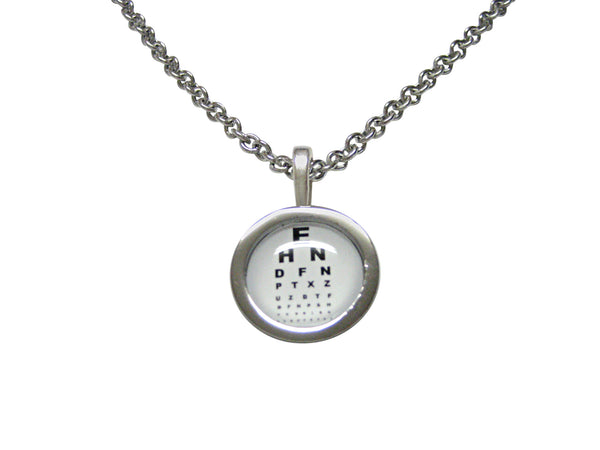 Bordered Round Optometrist Design Pendant Necklace