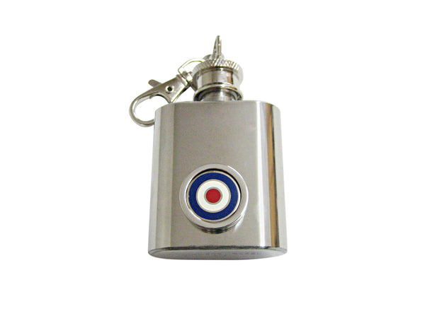 Bordered Roundel 1 Oz. Stainless Steel Key Chain Flask