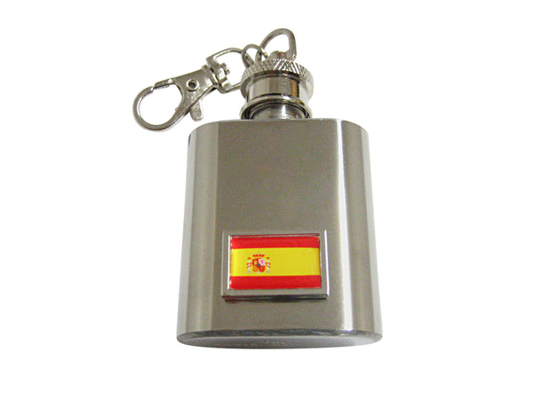 Bordered Spain Flag 1 Oz. Stainless Steel Key Chain Flask