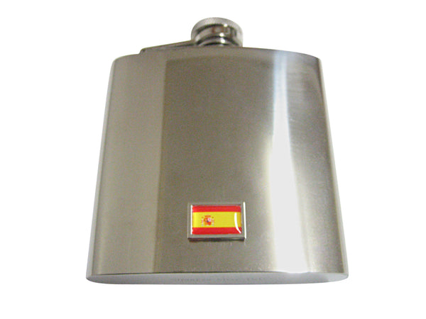 Bordered Spain Flag Pendant 6 Oz. Stainless Steel Flask