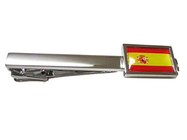 Bordered Spain Flag Square Tie Clip